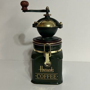 Harrods Knightsbridge Coffee Grinder Green Gold Ceramic Airtight Container